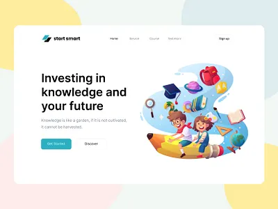 Onlince Education Landing Page cartoon character colorfull cute education flat happy illustration landing page online ui vector