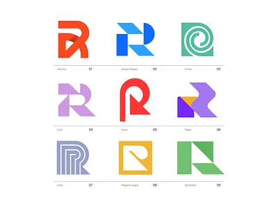 R Logo Concepts abstract best brand branding design identity initial letter lines logo mark r simple strong symbol