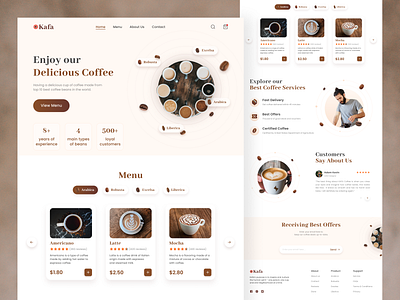 Kafa - Coffee Shop Landing Page beans clean coffee coffee landing page coffee shop coffee website design drink food homepage landing page product design ui ui design uiux ux uxui web website