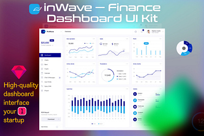 Finance dashboard UI Kit admin chart cryprt cryptodashboard dashboard data design element finance graph illustration infographic interface kit panel template ux visualization webdesign widget