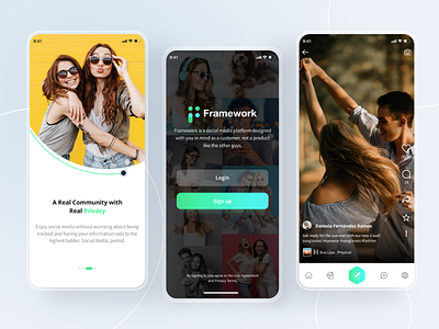 Framework - Social Media App UI/UX dating app graphic design ios android logo mobile application social media app ui design uiux design ux