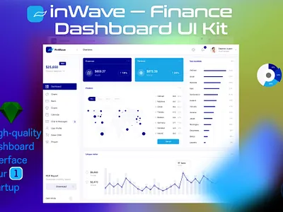 Finance dashboard UI Kit admin chart crypto cryptodashboard dashboard data design element finance graph illustration infographic interface kit panel template ux visualization webdesign widget