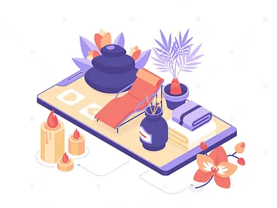 Spa Salon Services -Isometric Illustration 3d app apps banner banners concept icon icons isometric isometric design landing landing page page ui uiux user interface ux web web design website