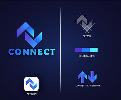 CONNECT LOGO app logo branding connect logo design gradient gradient logo illustration logo logo design minimalist logo modern logo technology logo