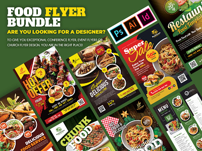 Food Flyer Bundle Templates advertisement branding business corporate design fast food flyer food food flyer graphic design logo marketing menu menudesign restaurant restaurant flyer template templates ui