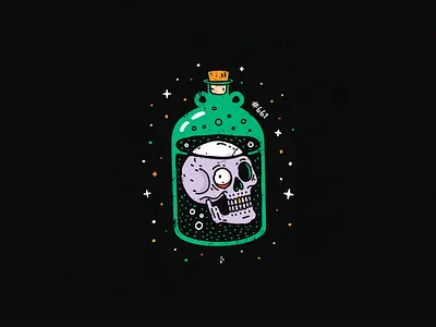 #661 Booze advice bad booze bottle drink graphic design halloween illustration pickle pickled skeleton skull vector