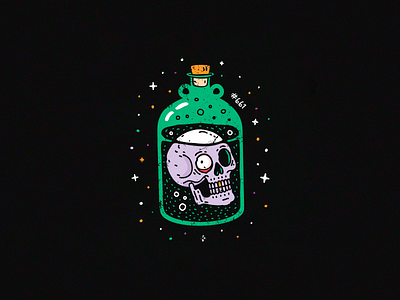 #661 Booze advice bad booze bottle drink graphic design halloween illustration pickle pickled skeleton skull vector