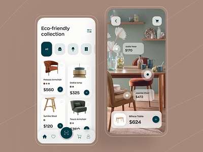 Furniture Shop App 3d app chair clean design ecommerce furniture furniture app interior ios minimal minimalist mobile product design property shop store table ui ux