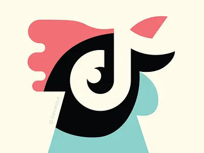 TikTok Rooster branding chicken farm illustration illustrator infographic logo logo designer morning negative space rooster social media tiktok vector