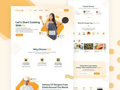 Masac - Cooking Tutorial Landing Page Website beverage beverages clear cook design food indonesia interface landingpage orange recipes snack ui uidesign uitrends userinterface ux web webdesign website
