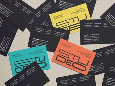 Studeo Cards Preview brand agency brand identity brand visuals branding branding agency business cards colourful design graphic design logo stationery strategic designer visual identity