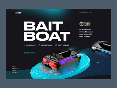 Bait Boat — Landing Page Concept bait boat design ecommerce fish fishing landing river sea shop trend ui uiux ux web yacht