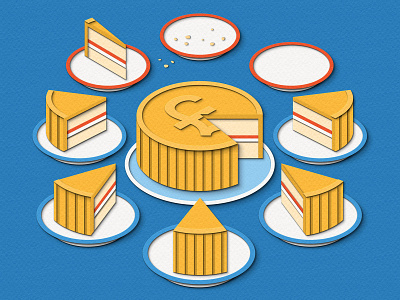 The Planner - A Fair Slice? cake cash coin concept conceptual design editorial finances financial government illustration levelling up magazine money paper cut papercraft political politics slice