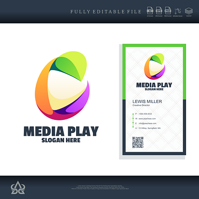 Media play color logo branding design graphic icon illustration logo media play typography ui ux vector