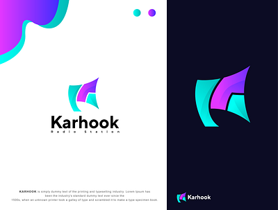 Karhook Modern Logo branding graphic design k letter logo modern k logo modern logo motion graphics music recording ui