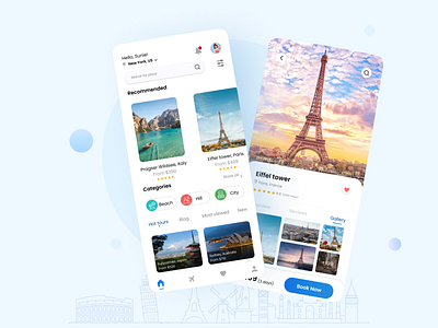 Travel App UI Mobile app book flight branding design flight booking illustration mobile app modern photography scene tourist travel travel ui ui ui kit ui mobile ux