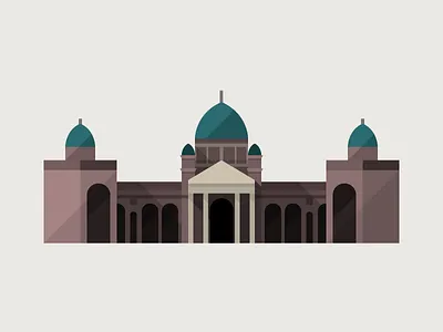 Mirogoj Cemetery, Zagreb architecture flat illustration vector