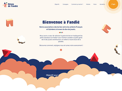 Rêves de Fandié africa chlidren clouds design donation francais french association gift guinée identity illustration joyfull reves de fandié site tymate