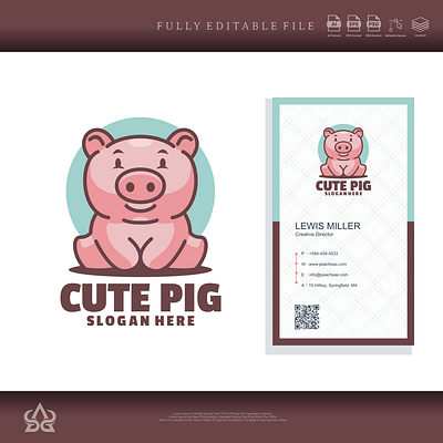 Cute Pig logo branding cute design graphic icon illustration logo pig typography ui ux vector