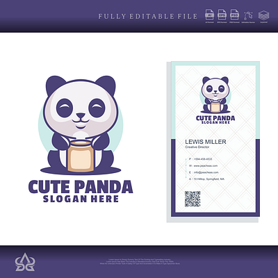 Cute panda logo branding cute design graphic icon illustration logo panda typography ui ux vector