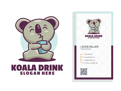 Koala drink cute logo fun