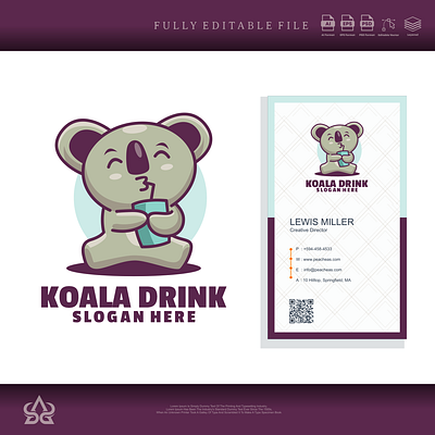 Koala drink cute logo fun