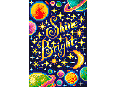 Shine Bright. Pixel Art. design graphicdesign illustration illustration art motivation navy blue pixel pixel art pixel perfect pixelart pixelartist pixels shine space space illustration stars