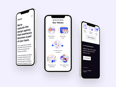Website phone screens branding illustration ios services ui design website