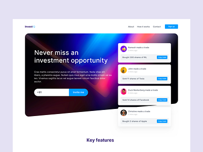 Landing page 💵 design finance investment landing trading