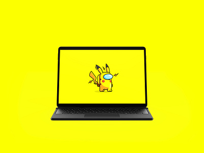 PIKACHU ILLUSTRATION ON LAPTOP MOCKUP branding design illustration vector