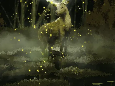 Lonely 🦌 adobe photoshop animal concept antler character concept art concept illustration deeillustration deer digital art digital painting digitalart environmental fantasy art illustration landscape landscape illustration night realistic