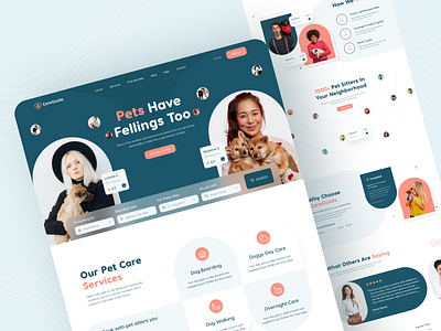 Pet Sitter Landing Page animal animal lover care clean colorful colorful design design graphic design interface landing page minimal pet pet care pet lover pet sitter pet sitter landing page ui ux website website design