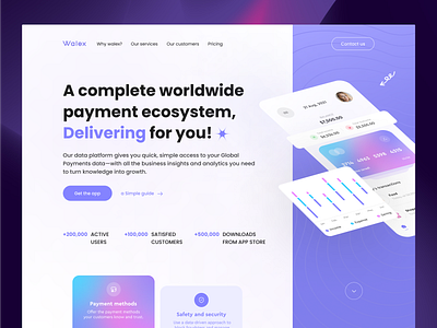 Walex Landing Page Design agency concept design designer landing page typography ui ux wallet