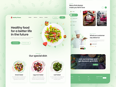 Healthy Fitness design fit food fitness food leaf salad ui