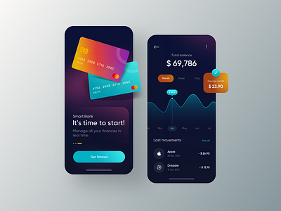 Smart Bank App 😀 app app design bank dark design fintech inspiration minimalist mobile ui ux ux ui ux design