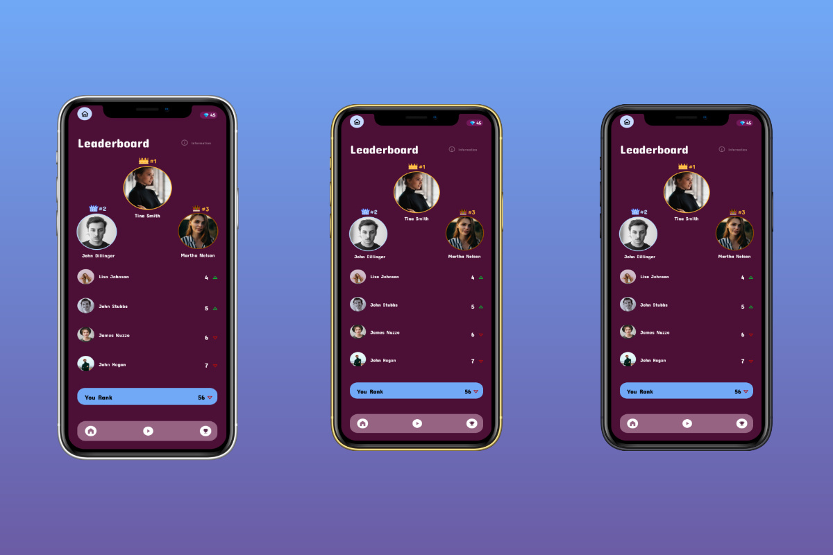 Example of Leaderboard UI Design