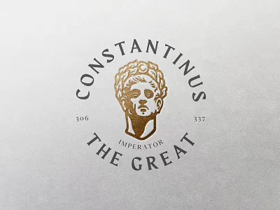 Constantinus cesar constantinus emperor face gold head logo logotype marble mark roman rome