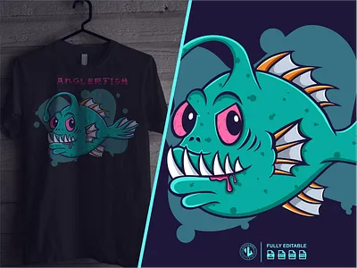 ANGLERFISH ILLUSTRATION T-SHIRT DESIGN anglerfish animation branding character clothing dribble graphic design ideas illustration instagram logo logoinspirations motion graphics redator sea tshirt vector zerologicstudio