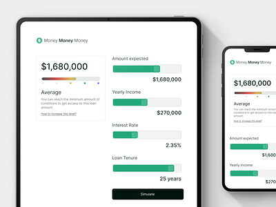 EMI Calculator - DailyUI - 036 app bank banking calculator dailyui dailyuichallenge emi loan money online simulation simulator slider ui ux website