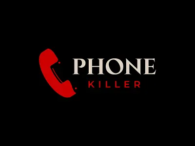 Phone Killer brand call combination logo design dual meaning logo ghost horror icon identity illustration knife logo logodesign logotype mark mystery phone simple ui vector