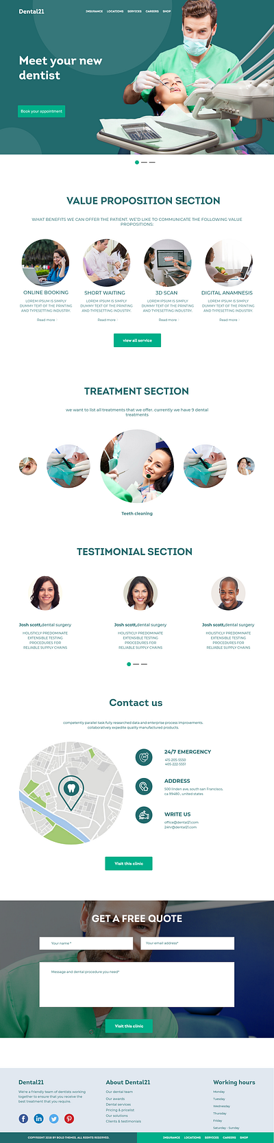 Dentist website graphic design