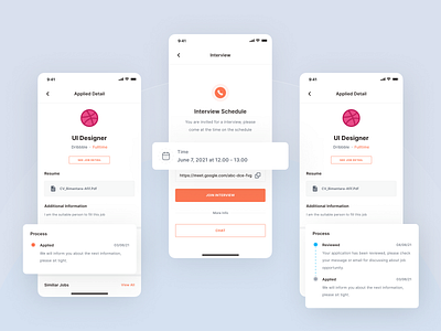 Joboard - Apply Detail app apply detail apply status design employee hiring hiring platform interview ios ios app job job board minimal mobile mobile app ui ui kit ux vacancy