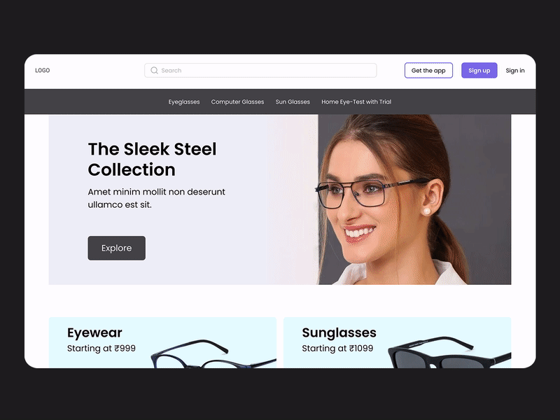 Website UIUX - FIGMA 3d animation branding clean design figma gif glasses graphic design interaction landing page responsive ui uiux ux web design website