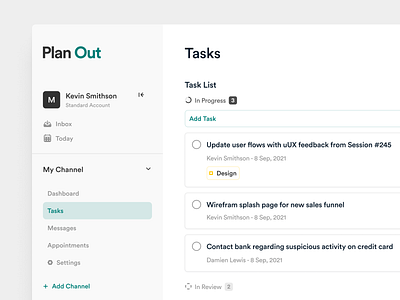 Planner App cards clean design interface manage minimal modern nav planner product simple task time tool ui ui design ux ux design web web app