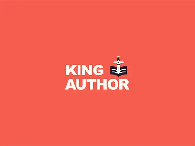 King Author Logo Proposal No. 3 book branding design icon logo modern publishing pun red simple vector