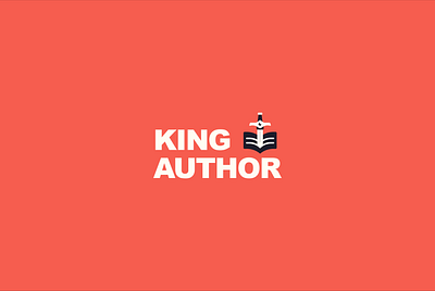 King Author Logo Proposal No. 3 book branding design icon logo modern publishing pun red simple vector