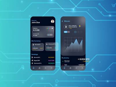 Crypto Portfolio app bitcoin colors creative creative agency crypto cryptocurrency cryptowallet design ethereum investment management money portfolio tracker ui uidesign ux design vector wallet