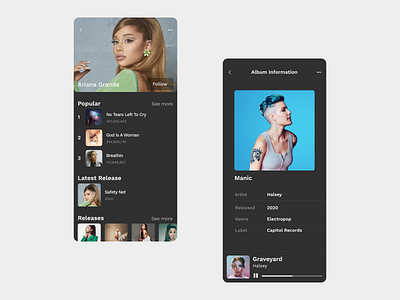 🎙 Music player UI app design apple music ariana grande artist halsey lyrics music music player music player app music player ui player player app design player ui podcast singer song soundcloud spotify ui youtube music