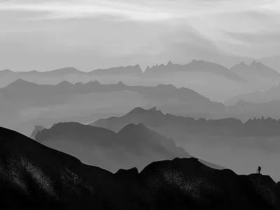 Monochrome Mountain digital painting monochrome mountain nature
