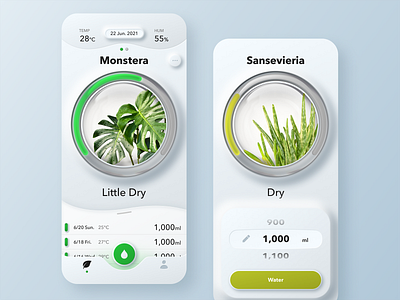 Watering Plants App app green neumorphic plants ui watering